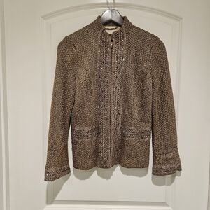 St, John Couture Shimmering Golden Brown  Embellished  Women's Blazer #831